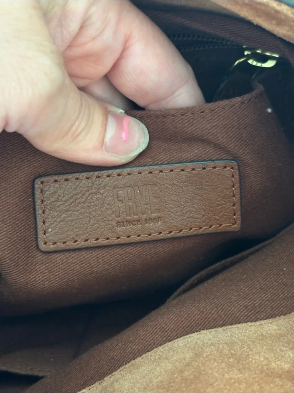 FRYE Leather Side Pocket Hobo Bag in Cognac